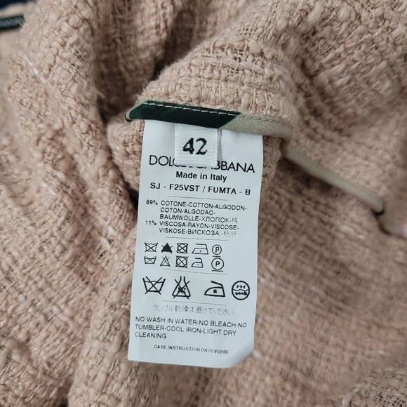 Dolce & Gabbana Light Pink Tweed Blazer Jacket Sz 42 US 6 Classic Elegant Luxury - Picture 5 of 11